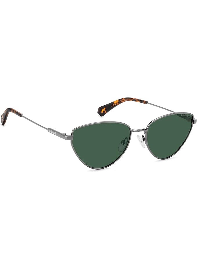 Polaroid Unisex Cat-Eye Sunglasses - PLD 6234/S/X 57, Ruthenium Grey Frame with Green Polarized Lenses - Image 3
